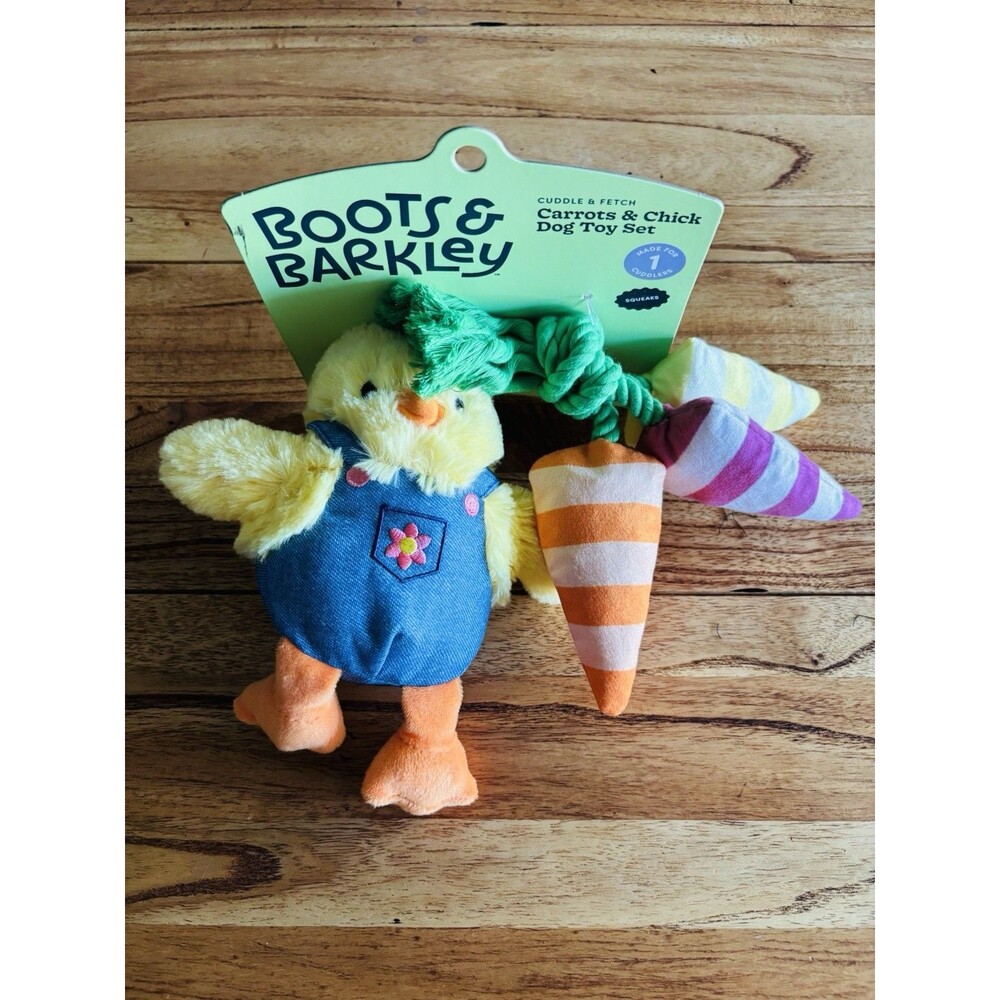 Boots & Barkley Carrots & Chick Plush Squeaky Dog Toy Set Small